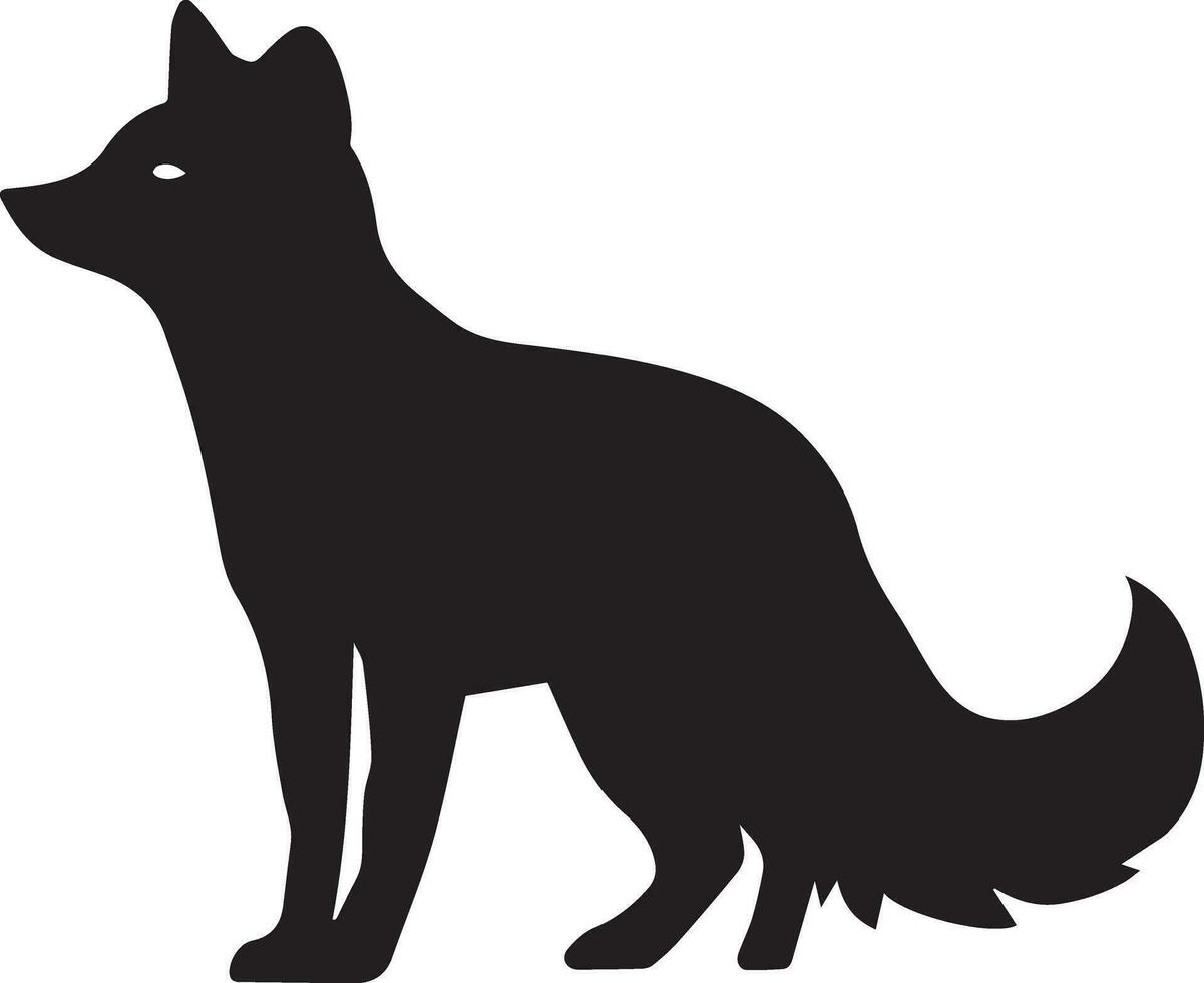 Arctic fox vector silhouette black color