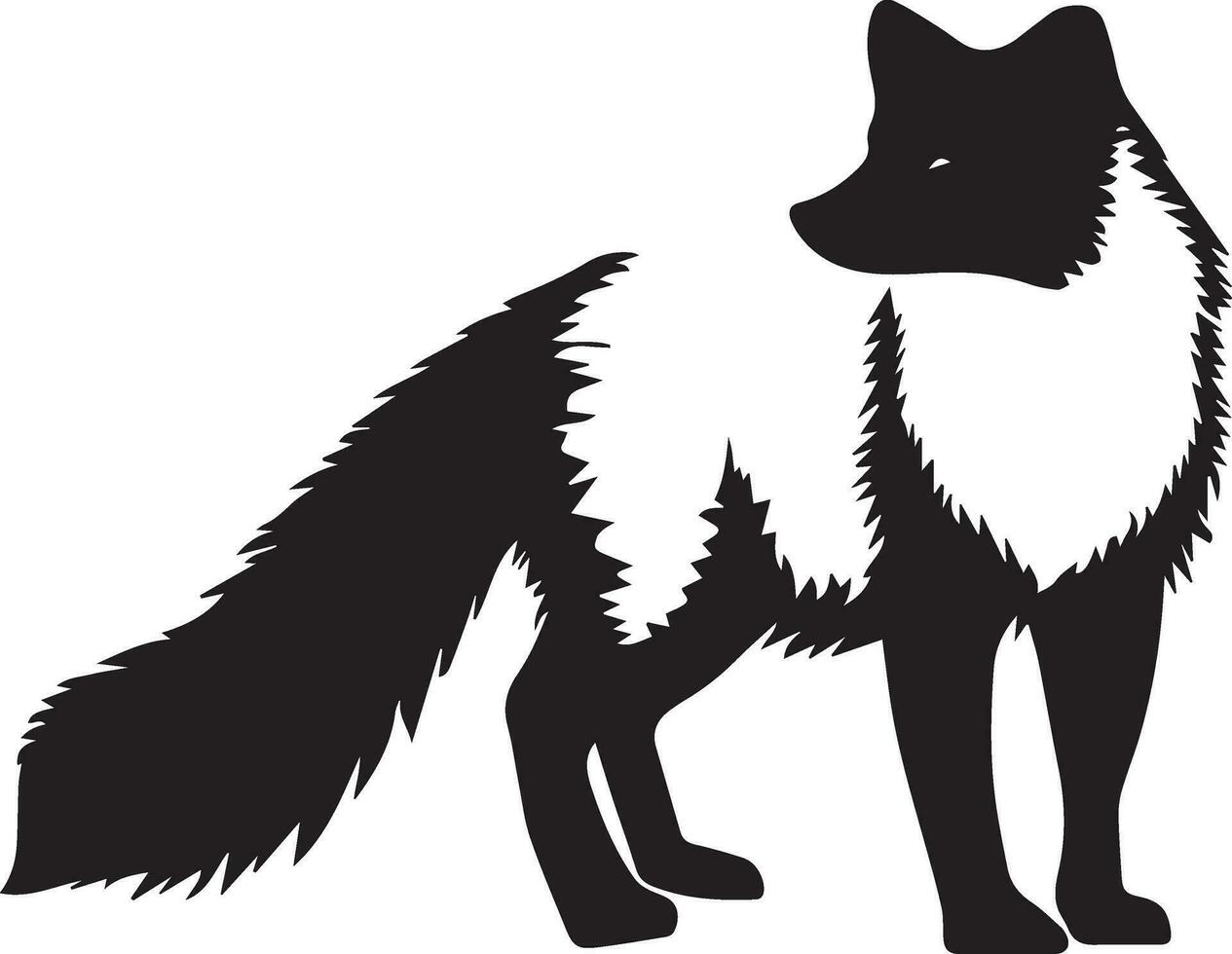 Arctic fox vector silhouette black color