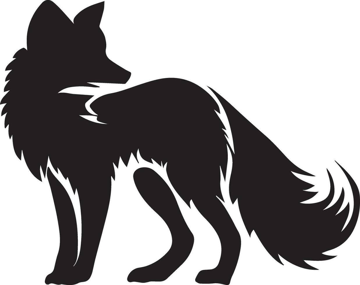 Arctic fox vector silhouette black color