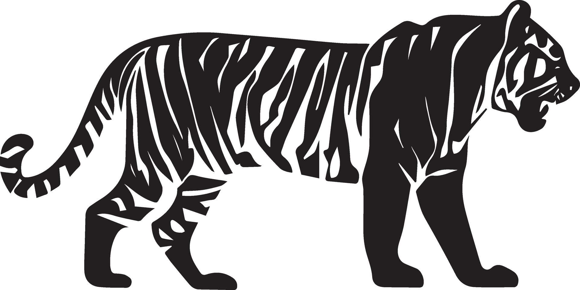 Tiger line art vector silhouette Stock Photo - Alamy