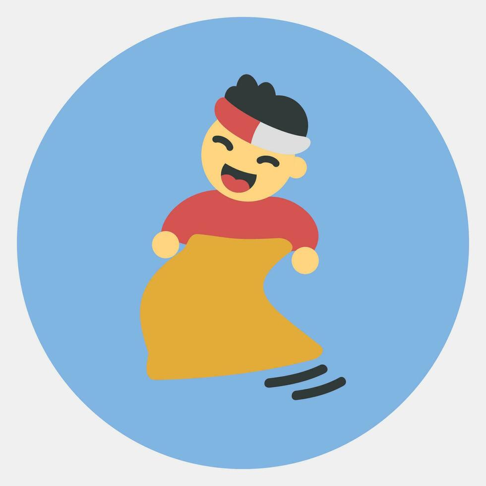Icon sack race. Indonesian independence day celebration elements. Icons in color mate style. Good for prints, posters, etc. vector