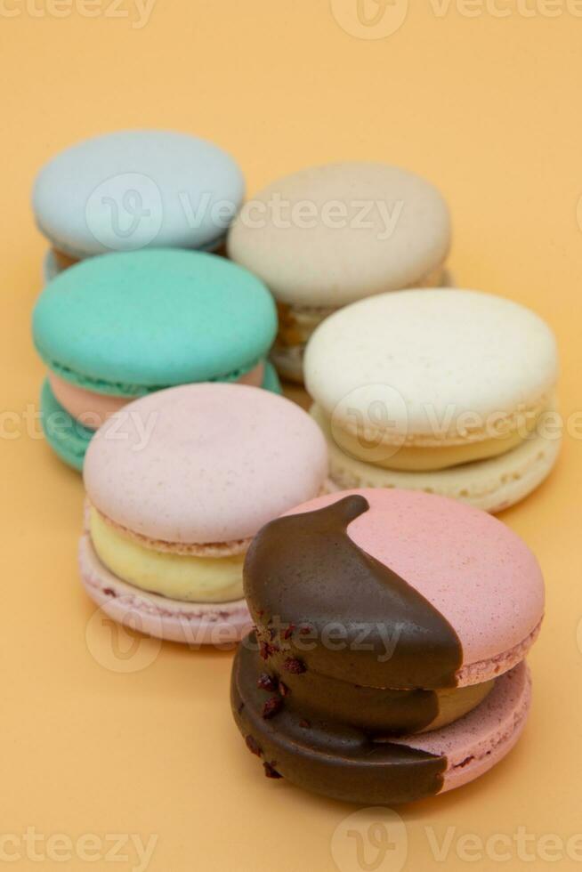 Macaroons on a light background. photo