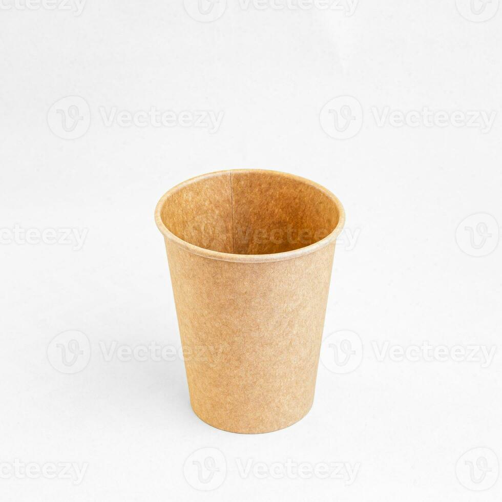 Cardboard disposable cup for coffee. Eco friendly food containers from paper. Plastic free. photo