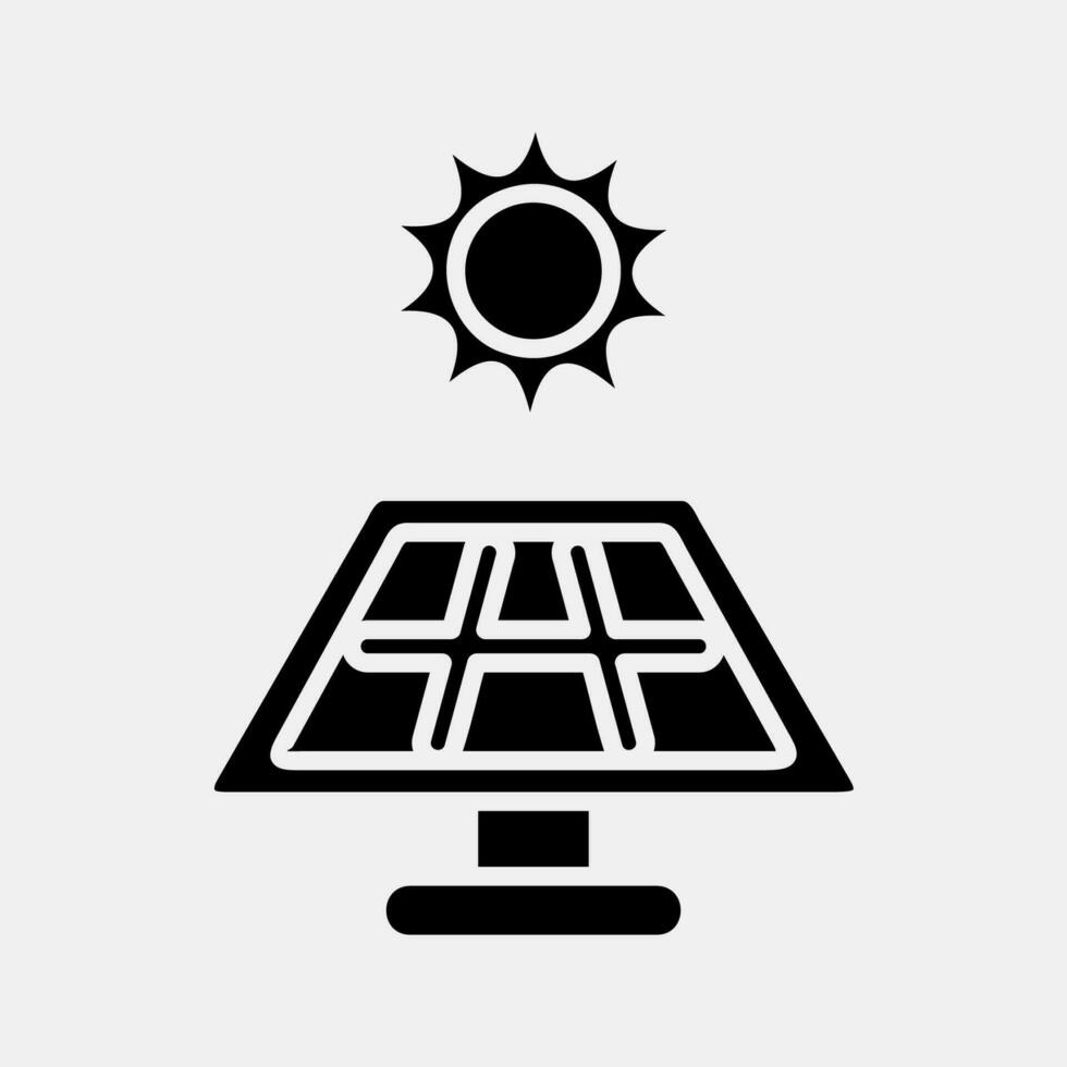 Icon solar energy panel. Ecology and environment elements. Icons in glyph style. Good for prints, posters, logo, infographics, etc. vector