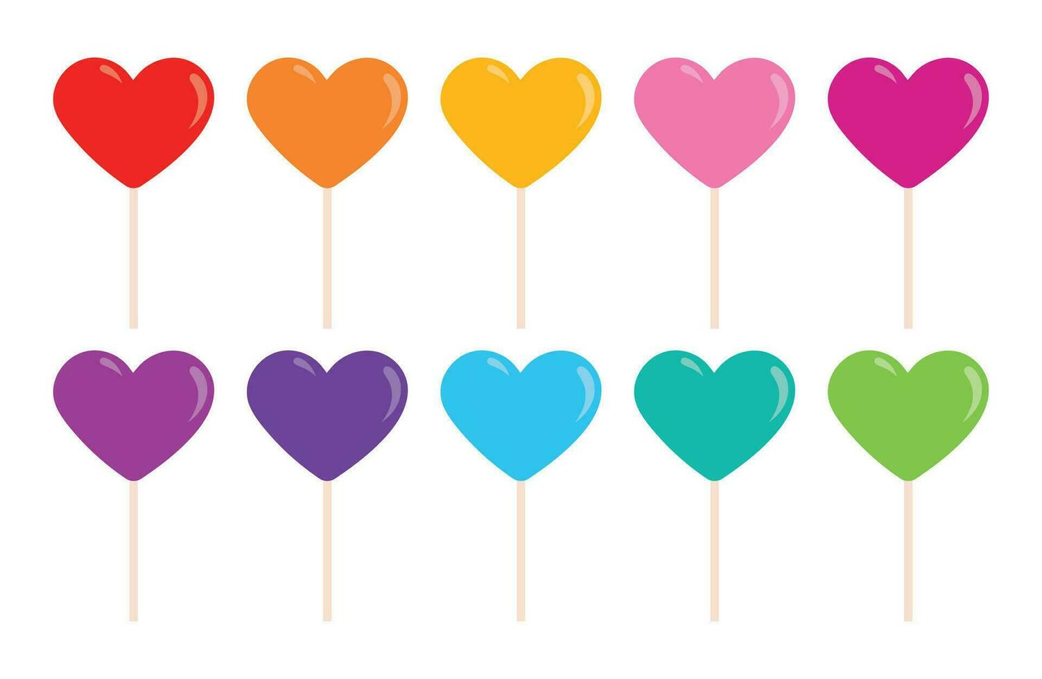 Colorful lollipops in the shape of hearts. Vector illustration.