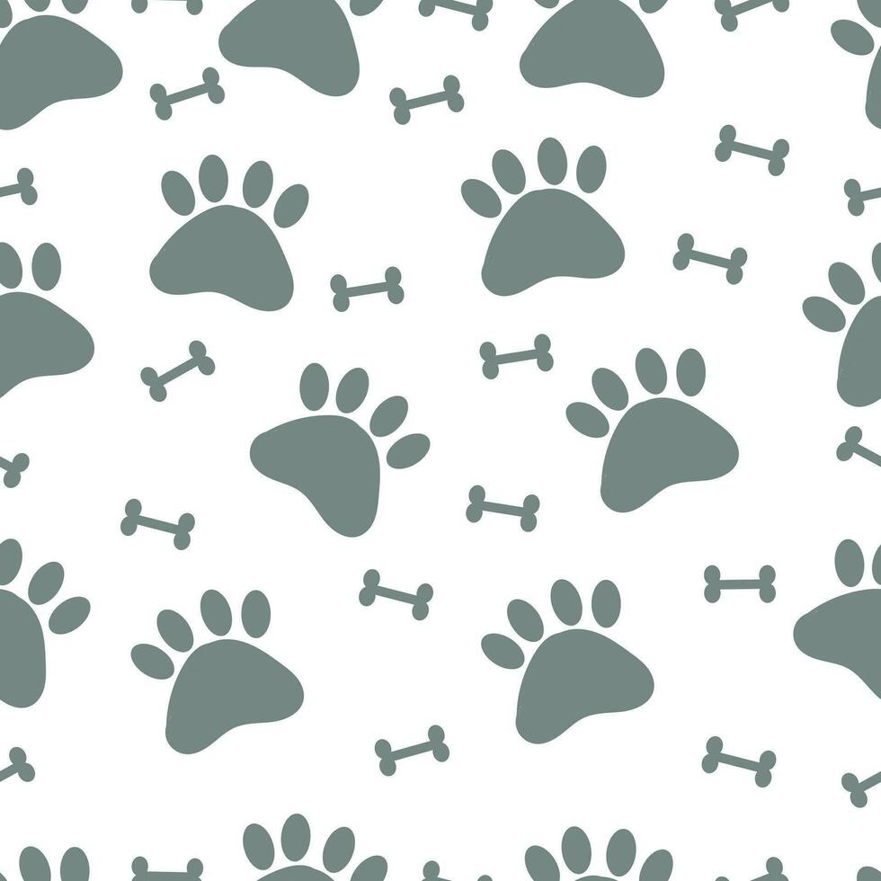 seamless pattern wallpaper pet paw and dog bone, animal vector illustration, wallpaper for textile, gift wrap paper