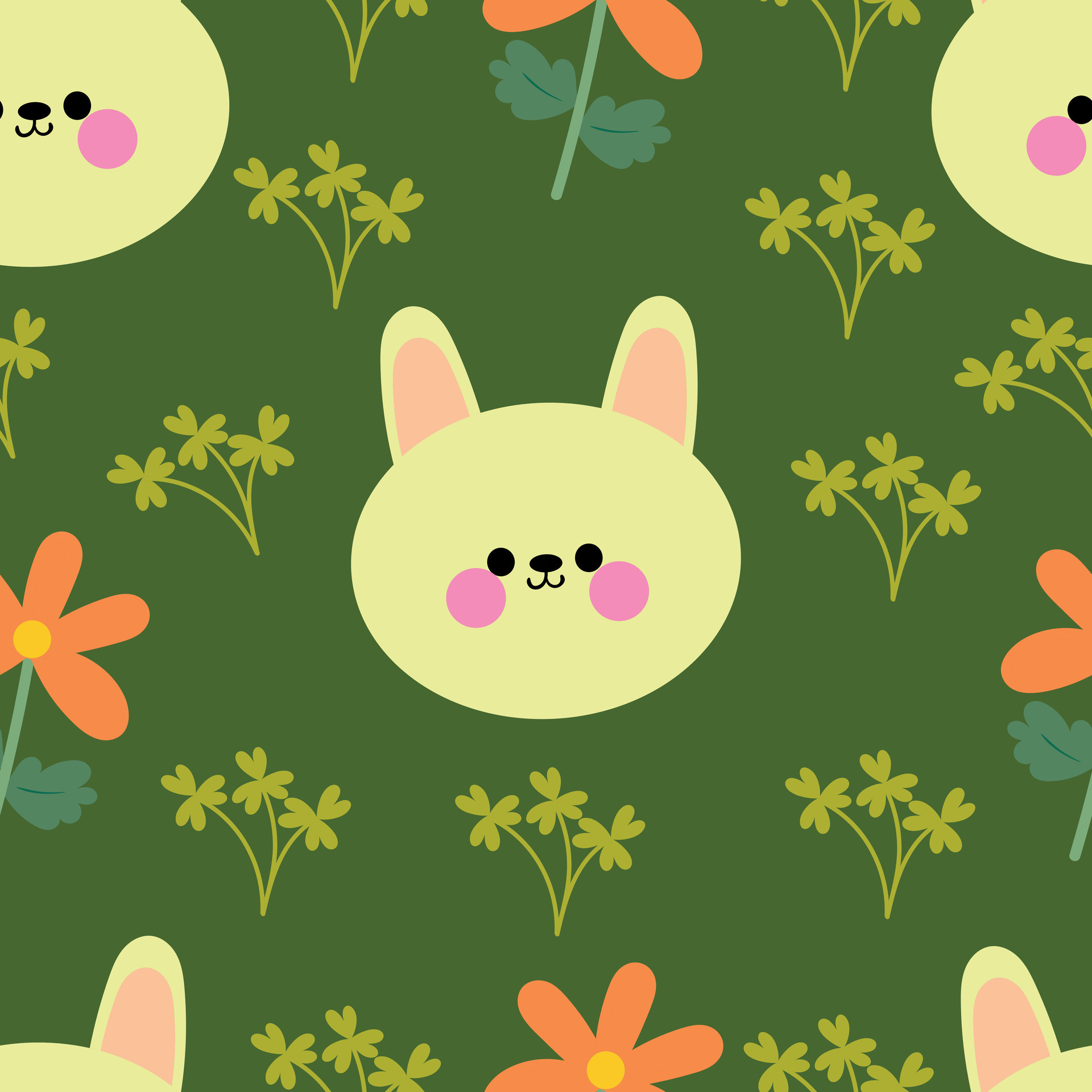 sin costura modelo dibujos animados Conejo y flor, linda animal fondo