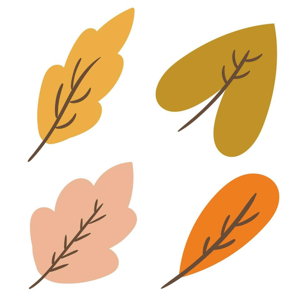 hand drawing cartoon leaf sticker set vector