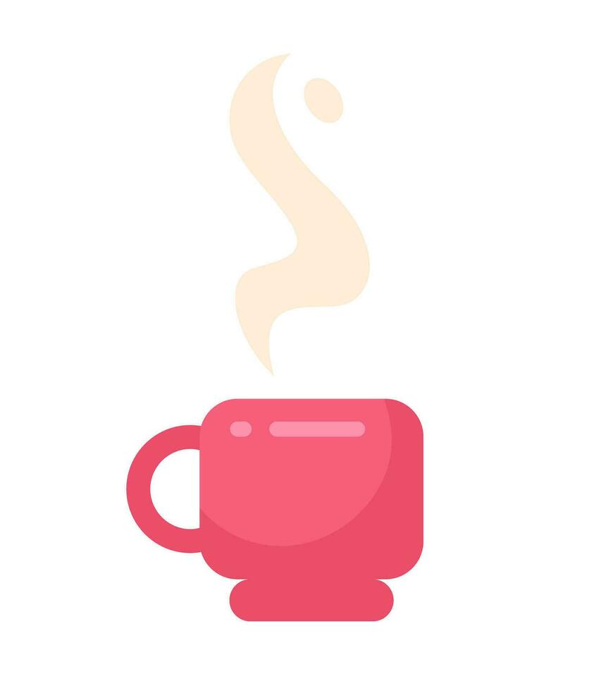 Fragrant steaming drink in coffee cup semi flat colour vector object. Coffee break. Editable cartoon clip art icon on white background. Simple spot illustration for web graphic design