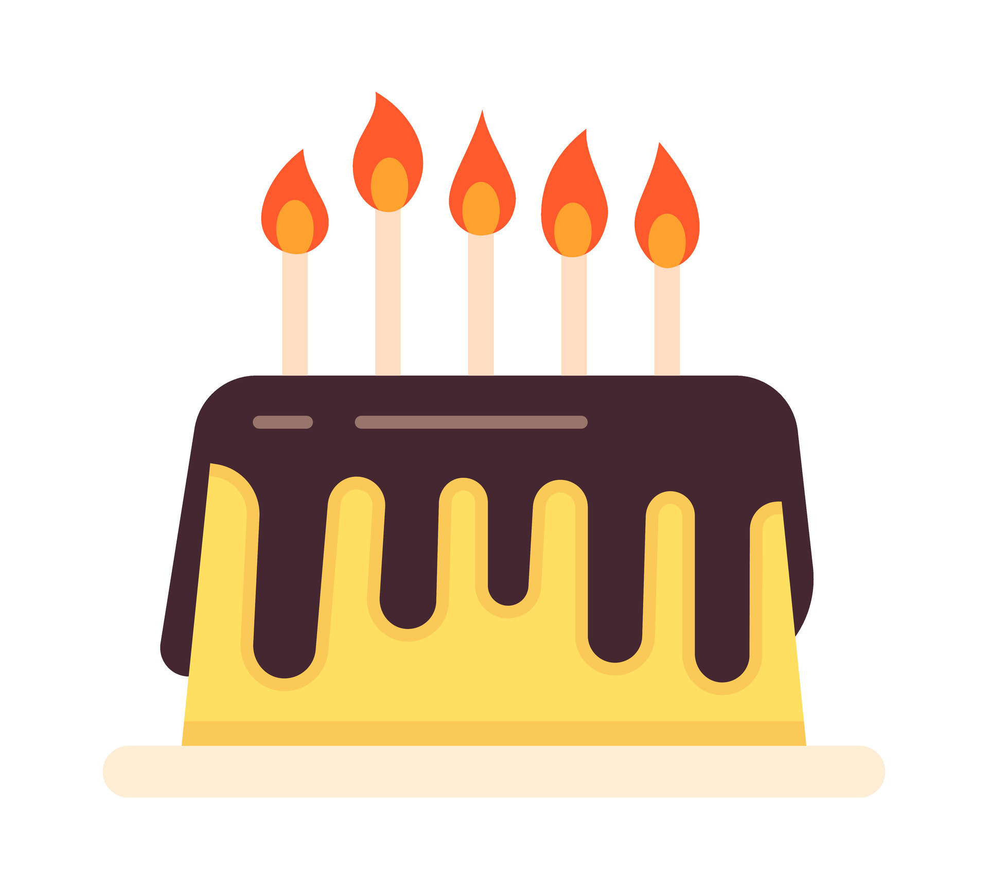 Birthday cake with candles semi flat colour vector object. Celebrating