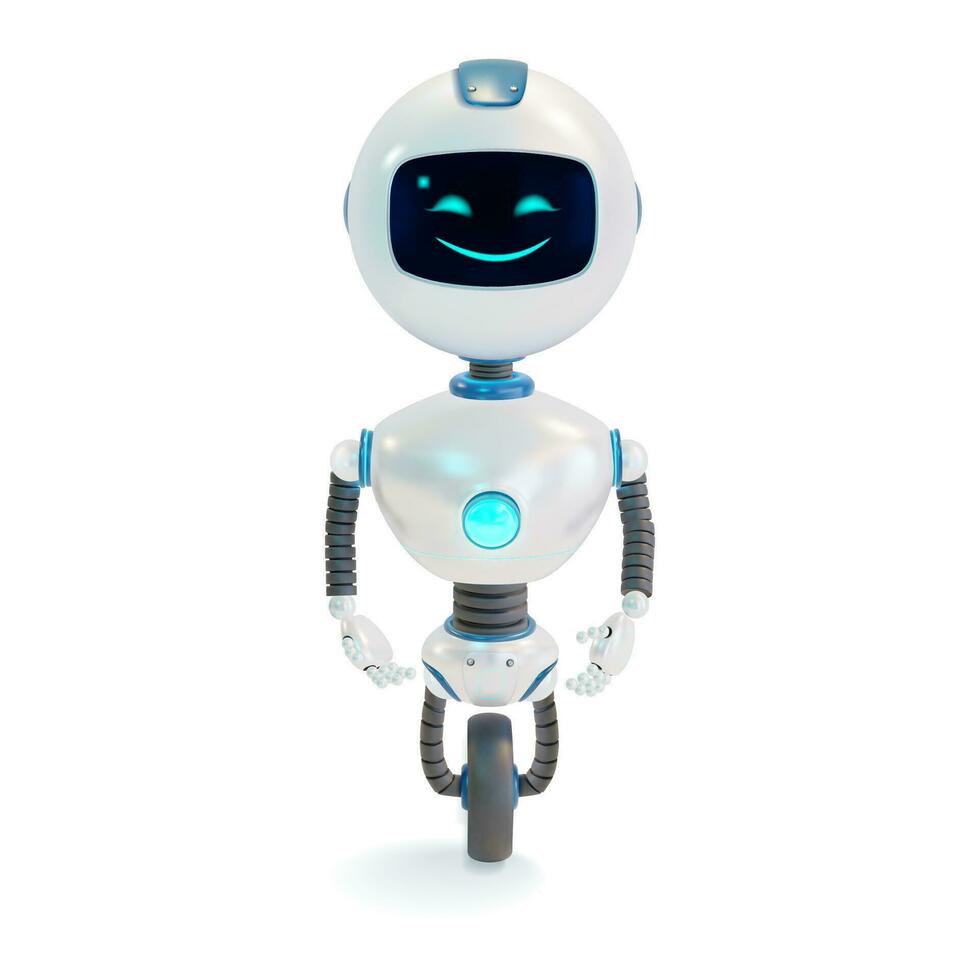 Cartoon Cute White Robot Character Mascot. Vector