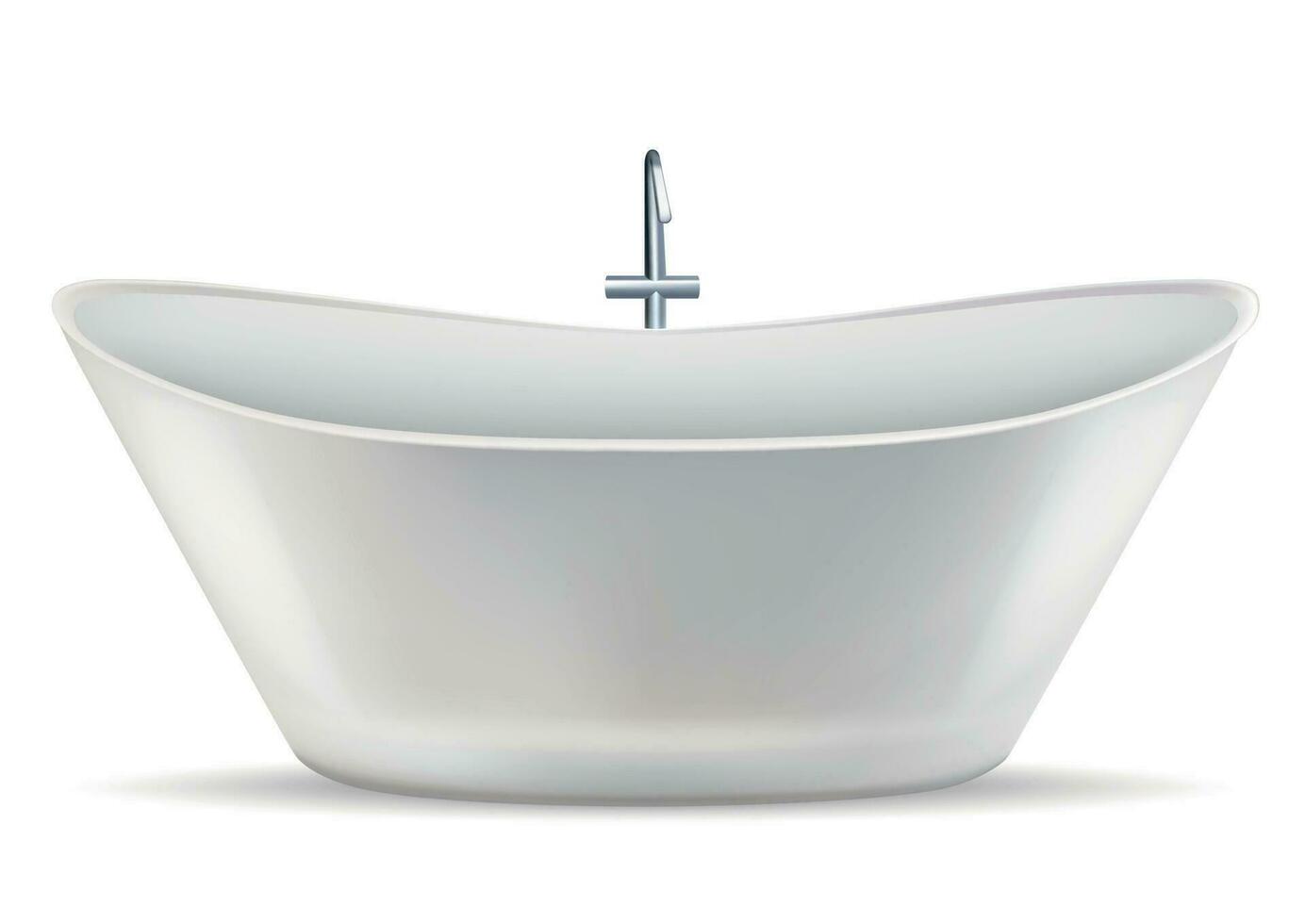 Realistic Detailed 3d Modern White Bath. Vector