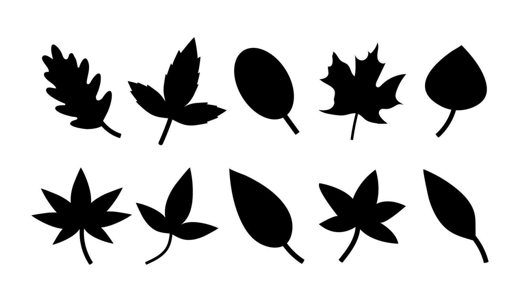 árbol hojas siluetas sencillo naturaleza hoja forma. hoja iconos vector ilustración.
