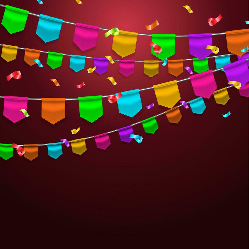 Realistic Detailed 3d Party Buntings Garlands Flags on a Background. Vector