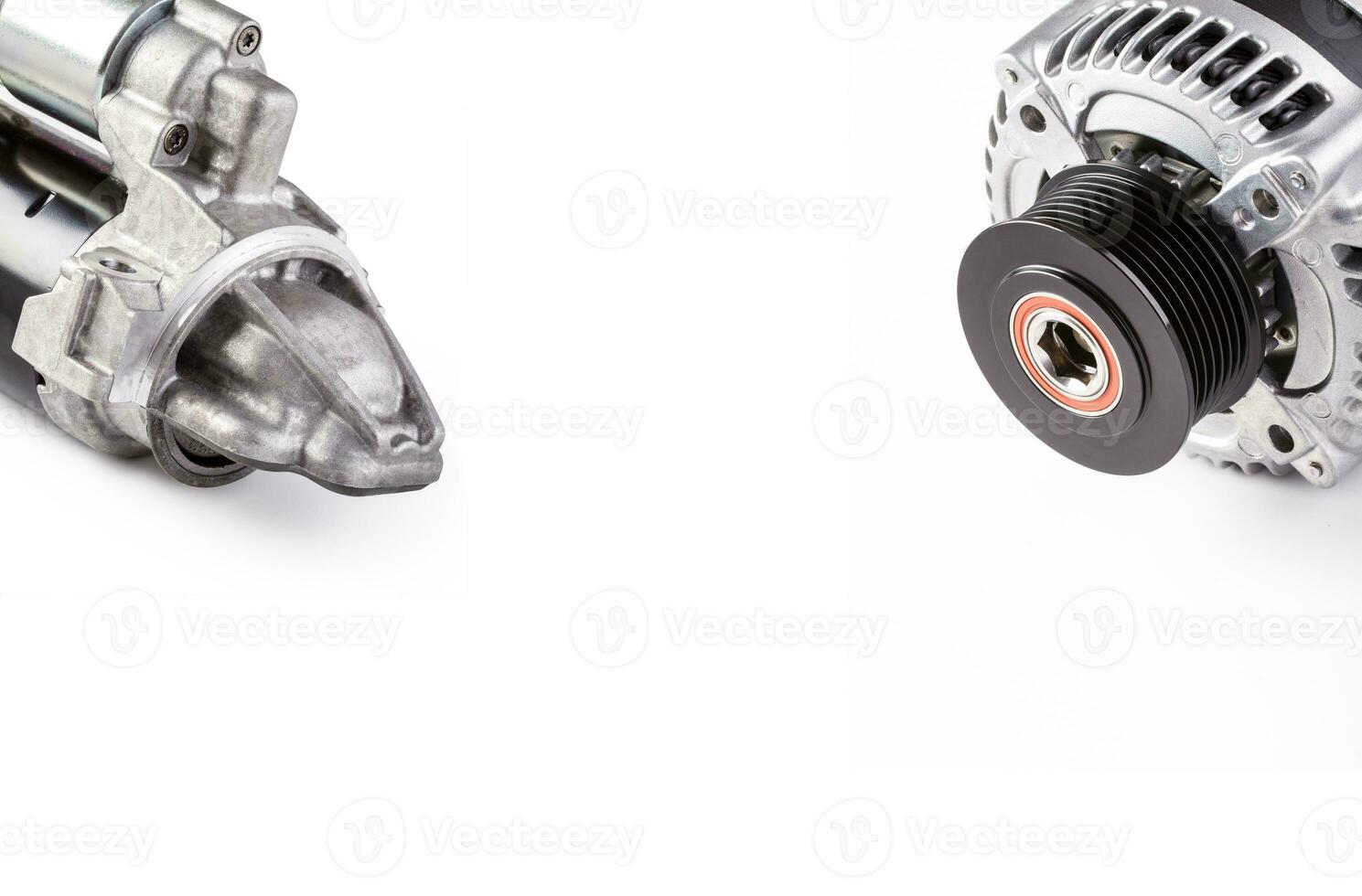 Isolated car concept consisting of alternator and engine starter photo