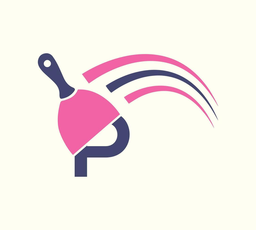 P letter painting logo design vector