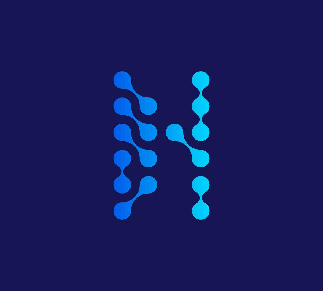 N Letter with connected dots technology logo vector