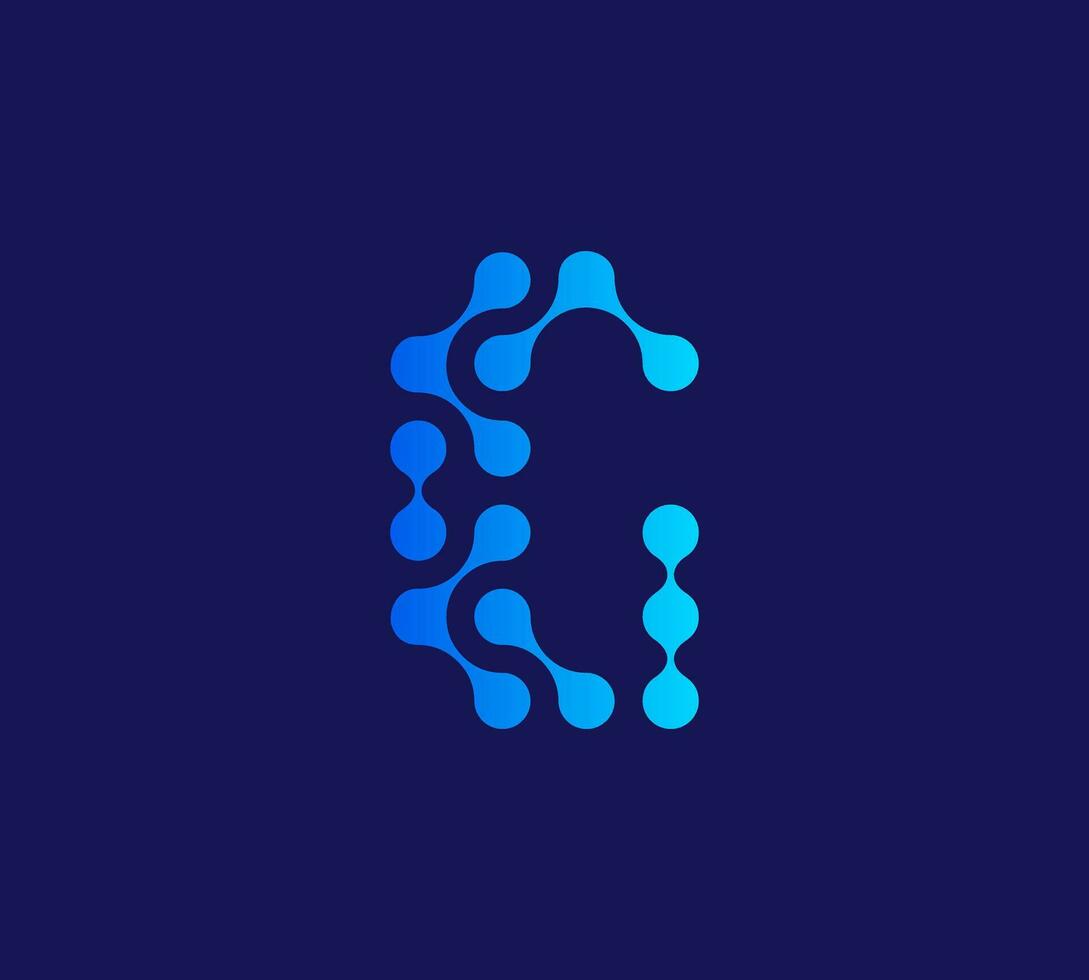 G Letter with connected dots technology logo vector