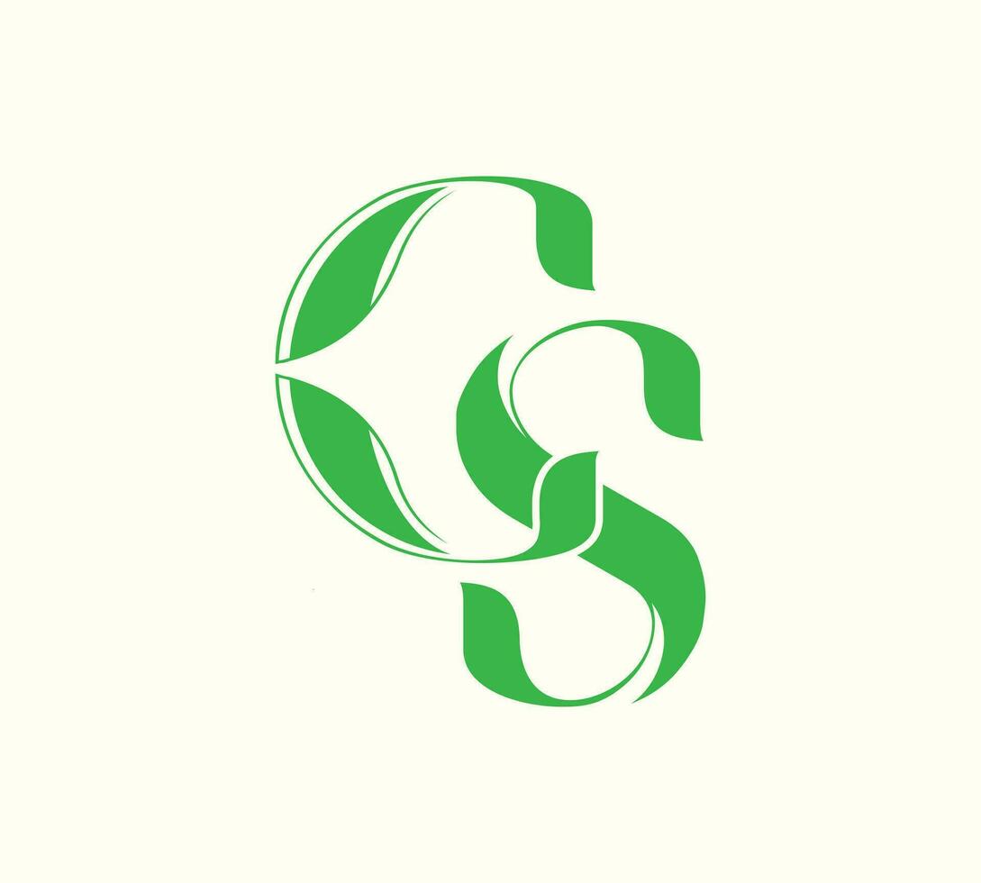 Letter CS initial with green leaf logo vector
