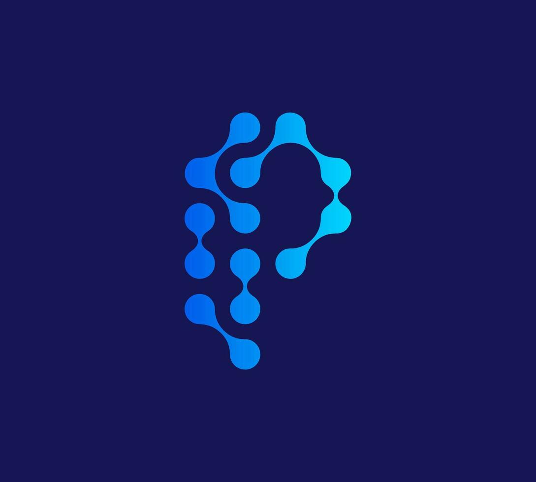 P Letter with connected dots technology logo vector