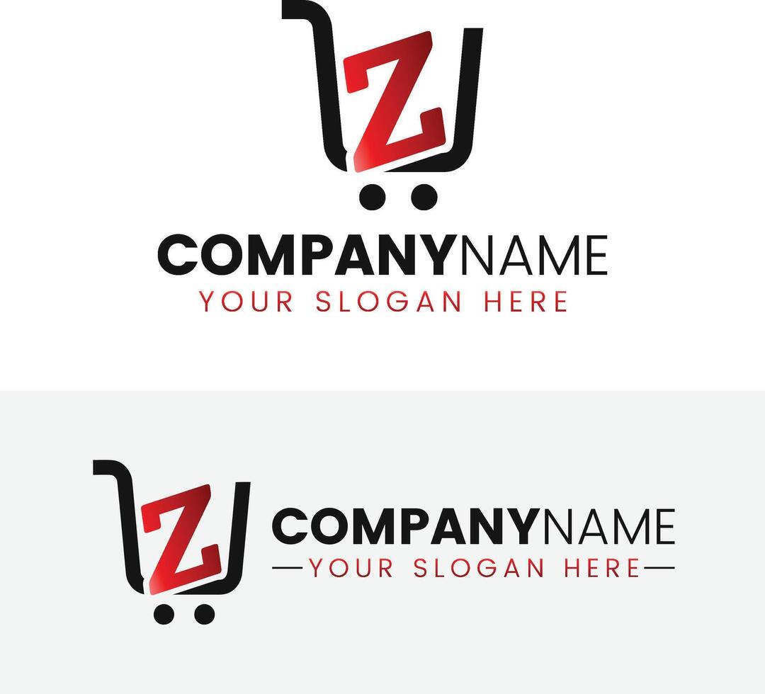 Trolley shop and letter z logo vector