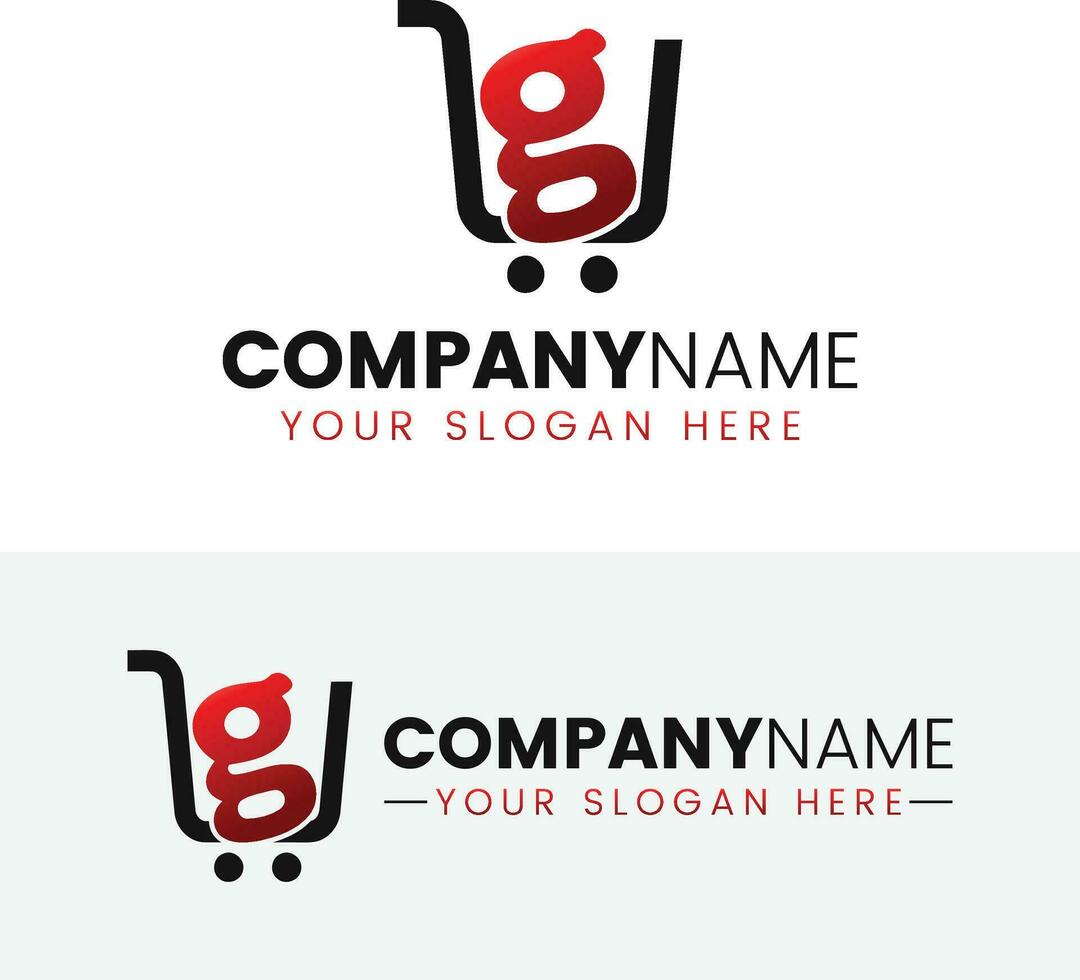 Trolley shop and letter g logo vector