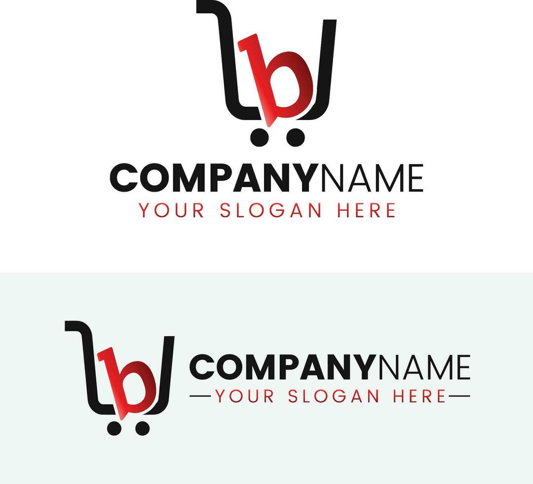 Trolley shop and letter b logo vector