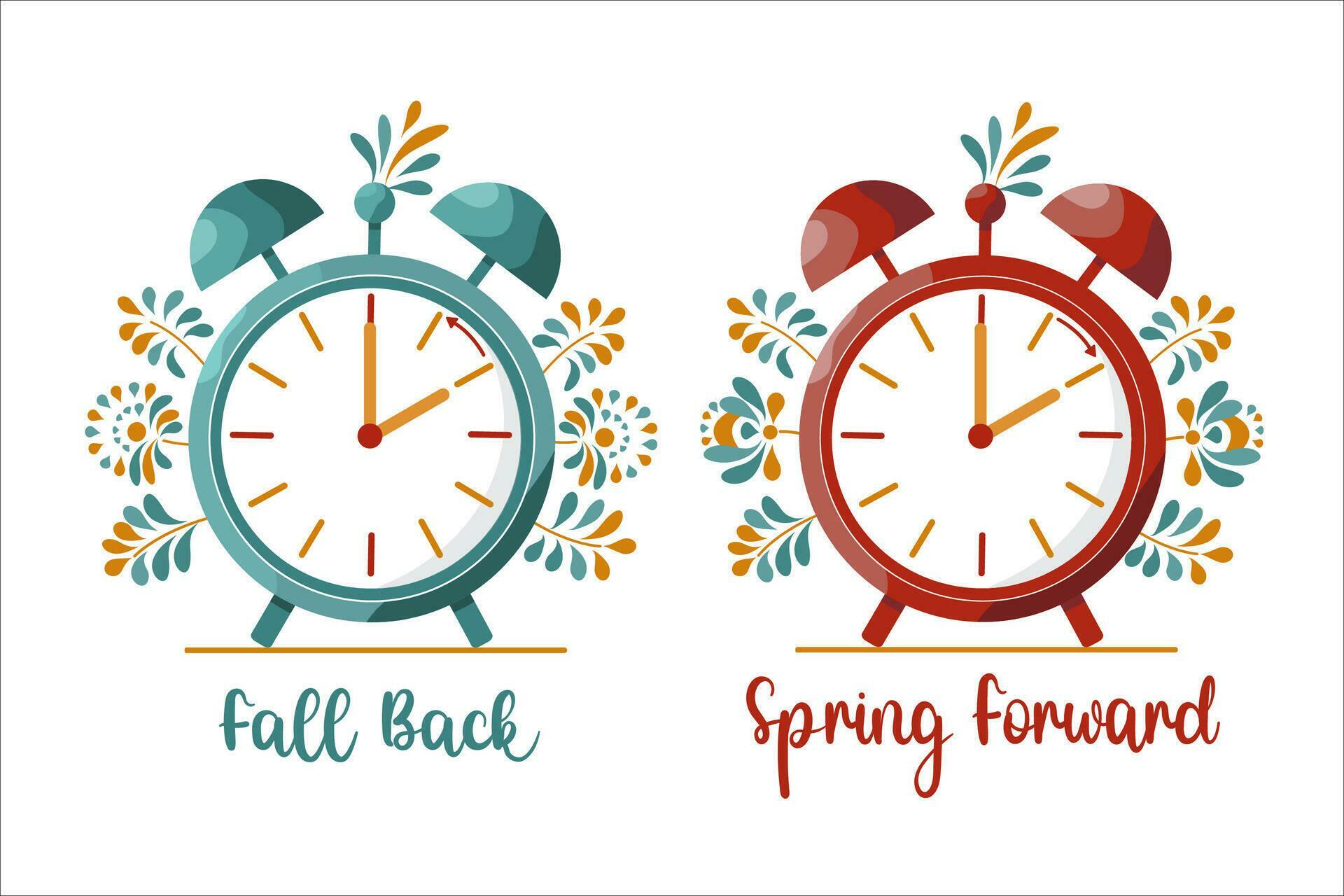 Spring forward, fall back, chance your clocks. 27545980 Vector Art at
