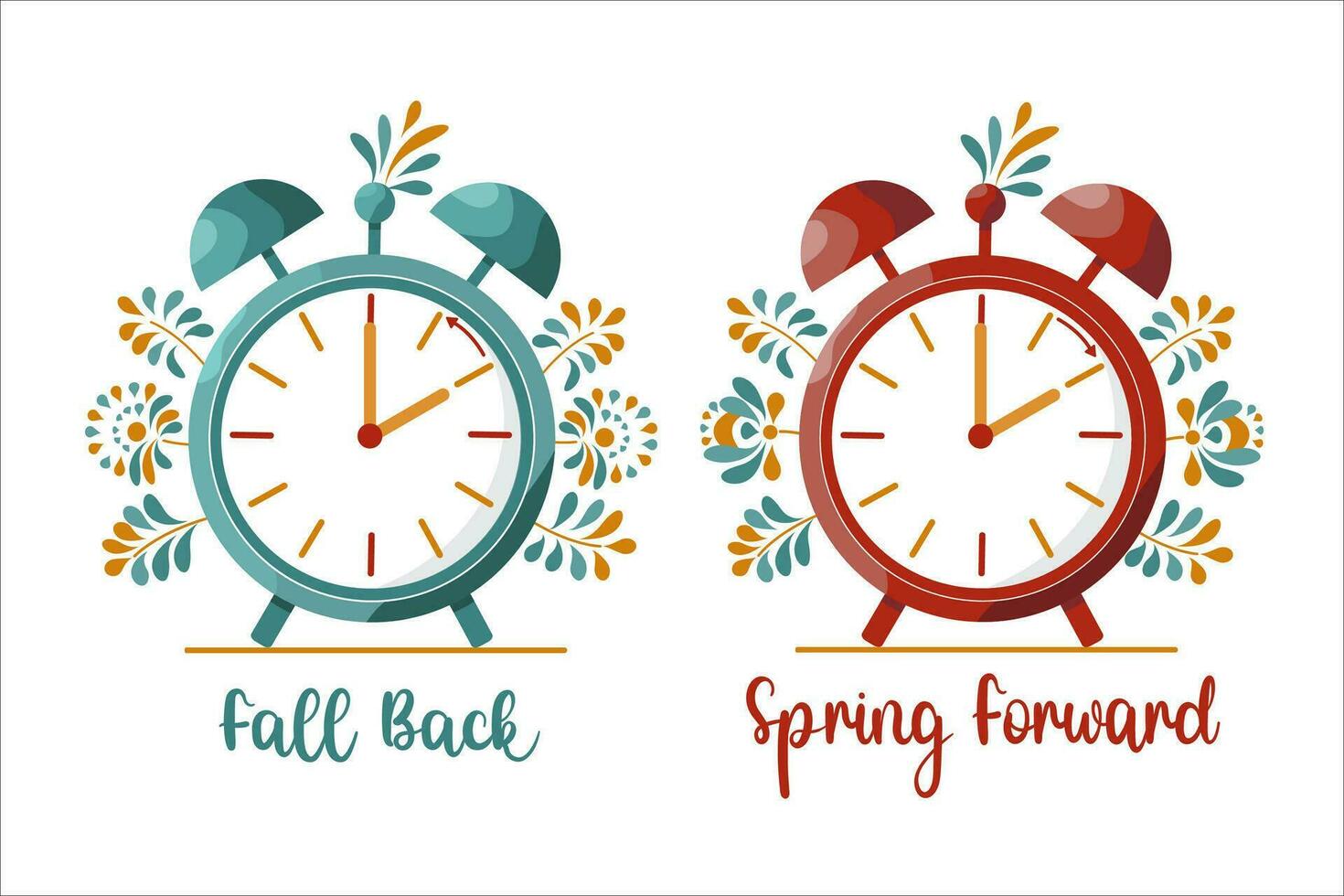 primavera adelante, otoño atrás, oportunidad tu relojes vector