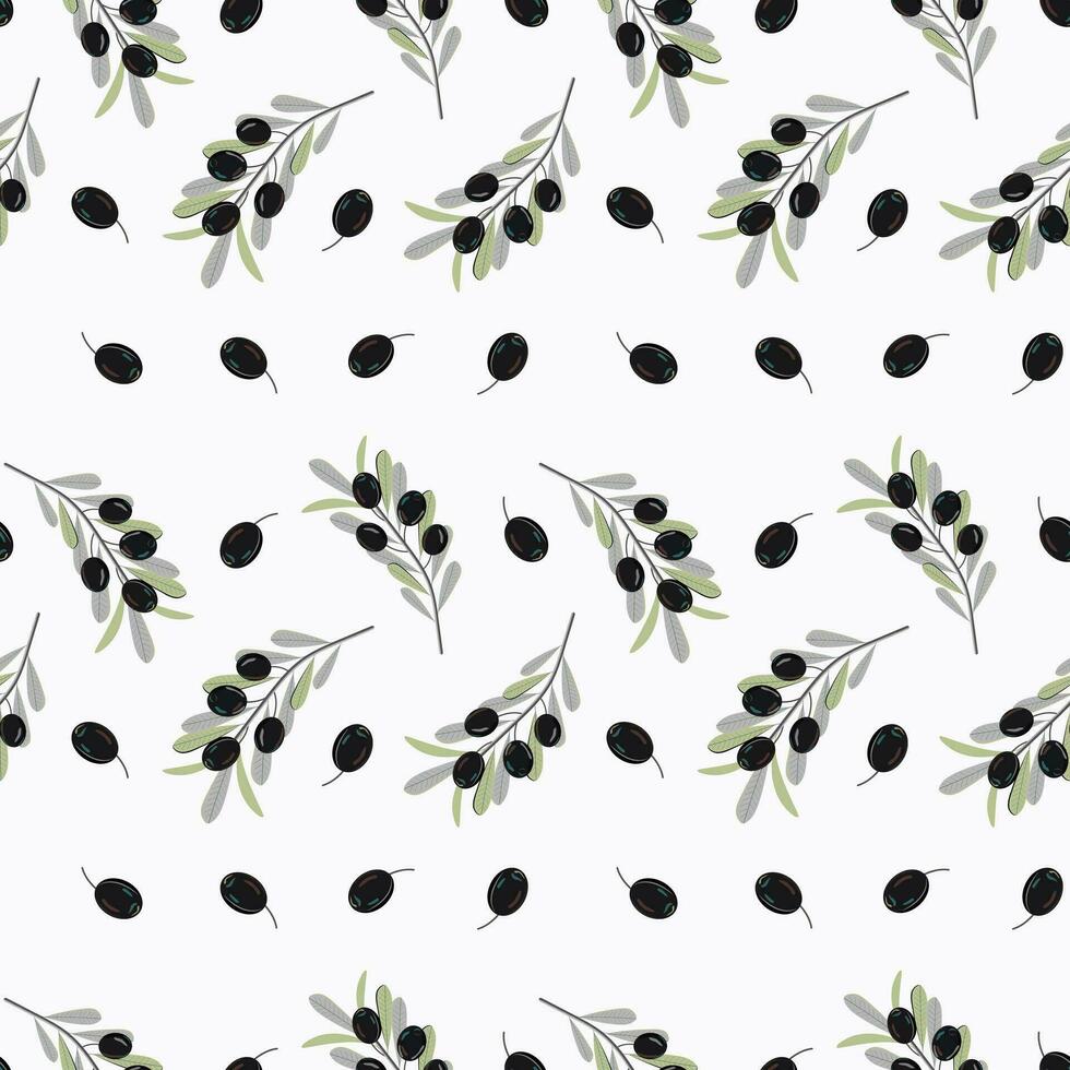 olive pattern, black olive sprig vector