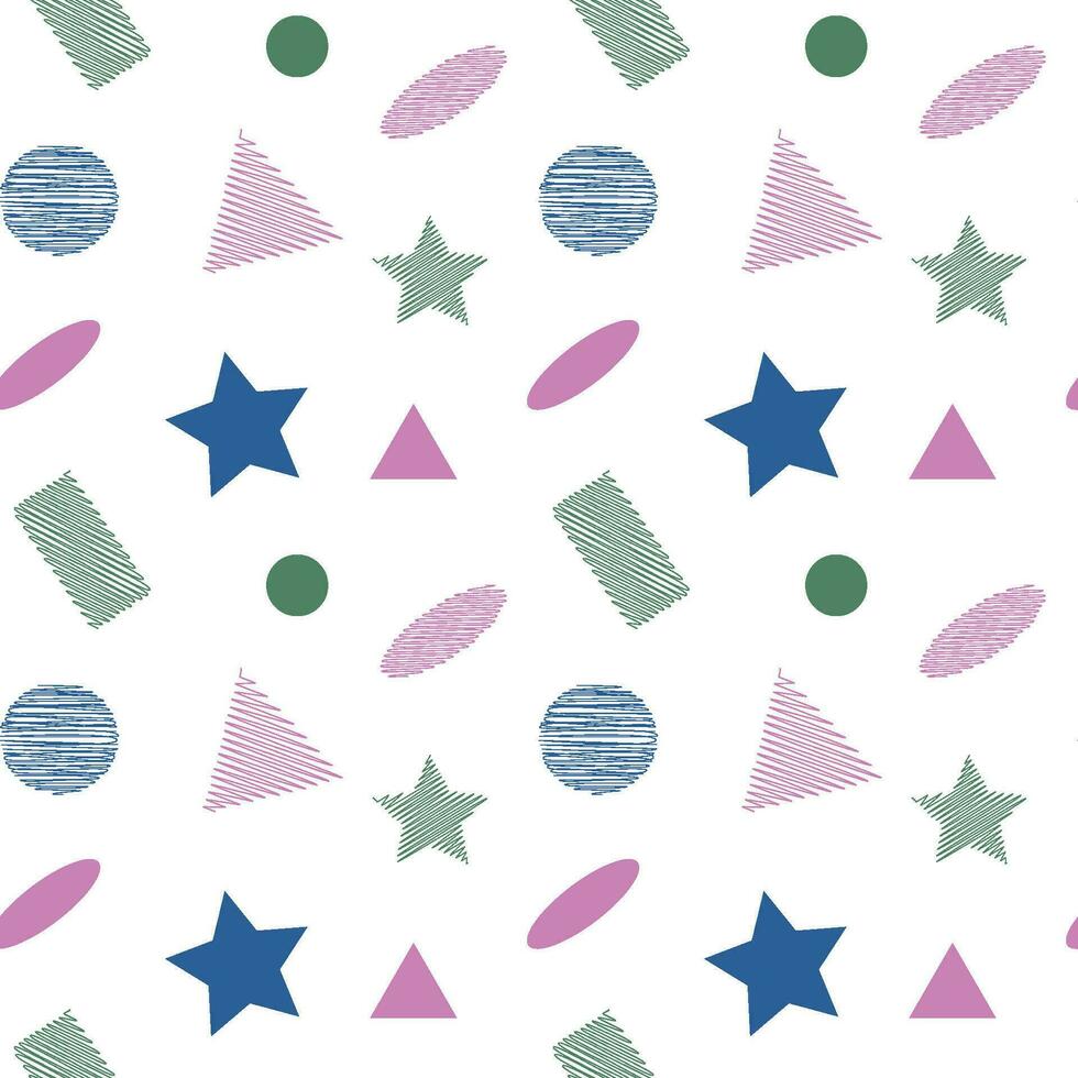 shapes pattern, star, circle, triangle, oval, rectangle vector