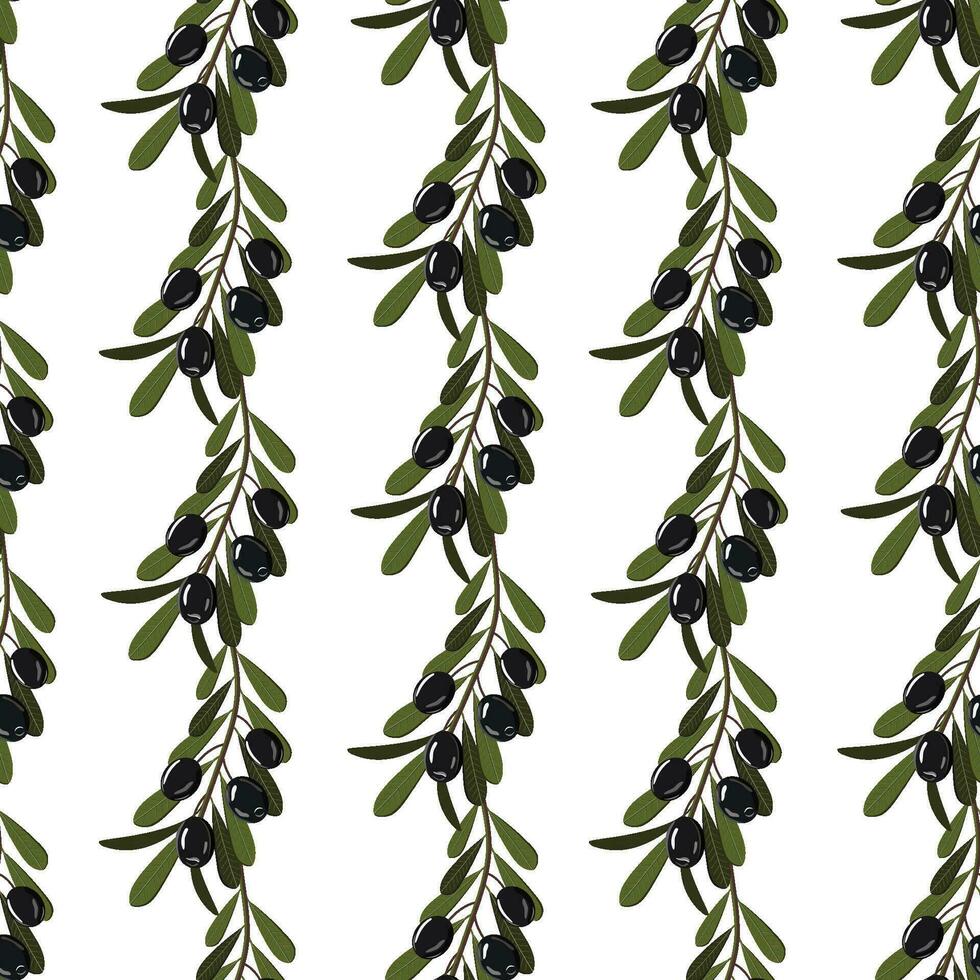 olive pattern, black olive sprig vector