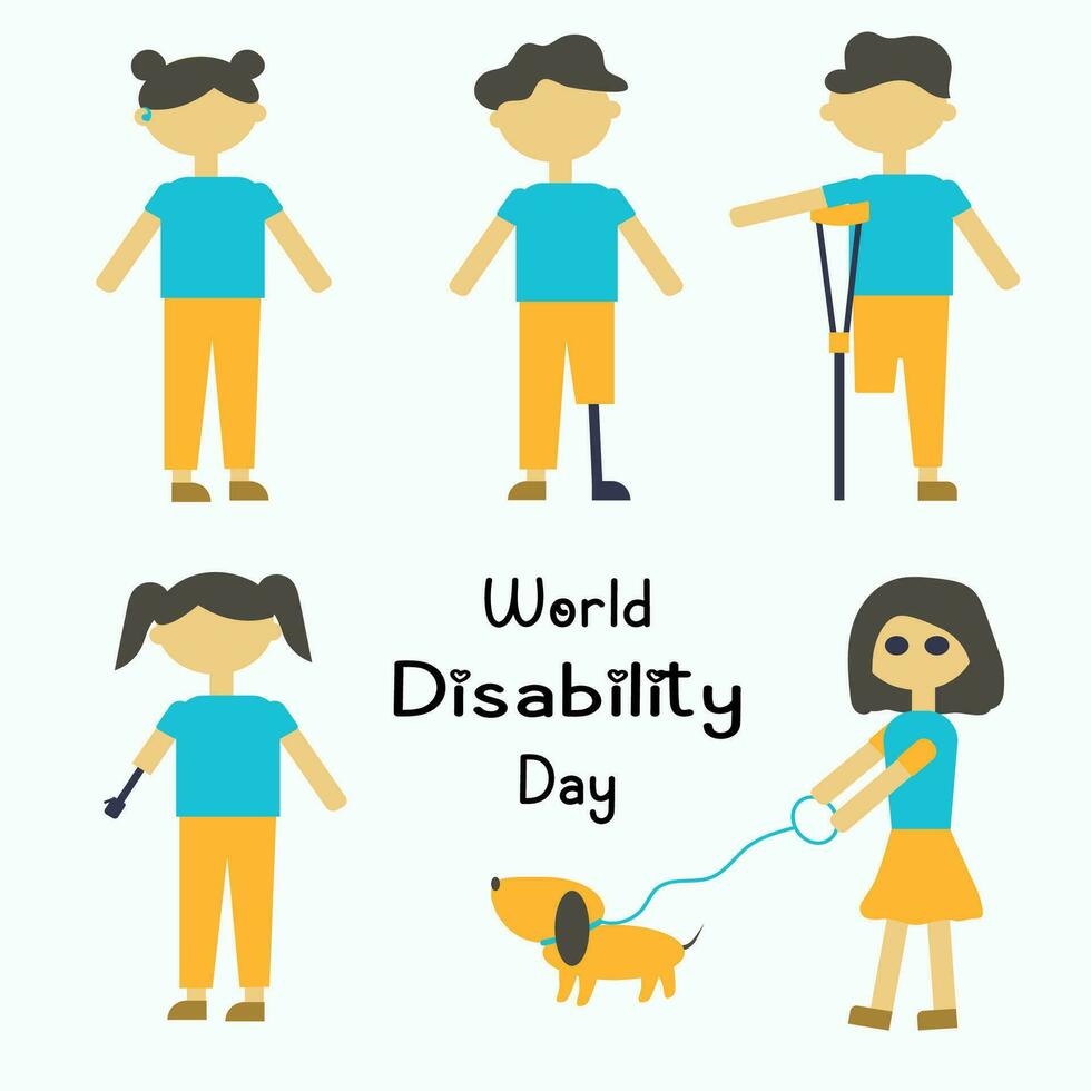 people, children, disability, set, men vector