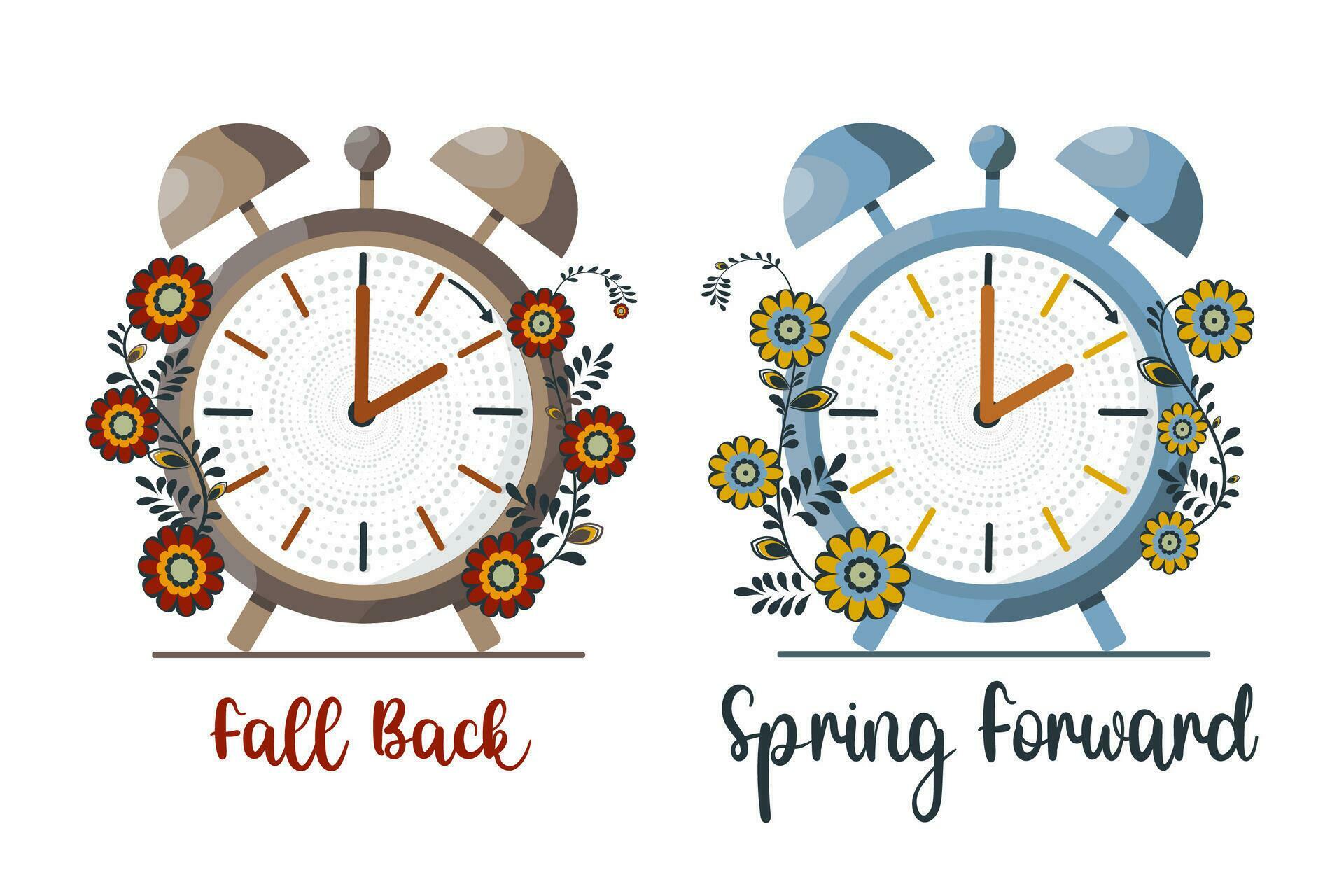 Spring forward, fall back, chance your clocks. 27546002 Vector Art at
