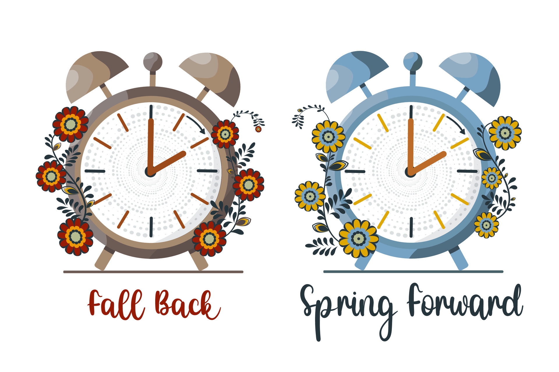Spring forward, fall back, chance your clocks. 27546002 Vector Art at