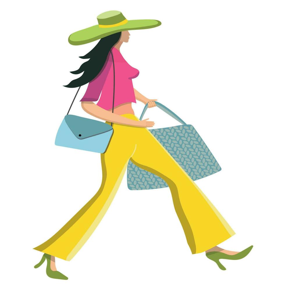 girl goes shopping vector