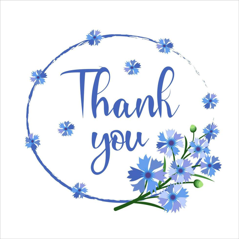 thank you card cornflower vector