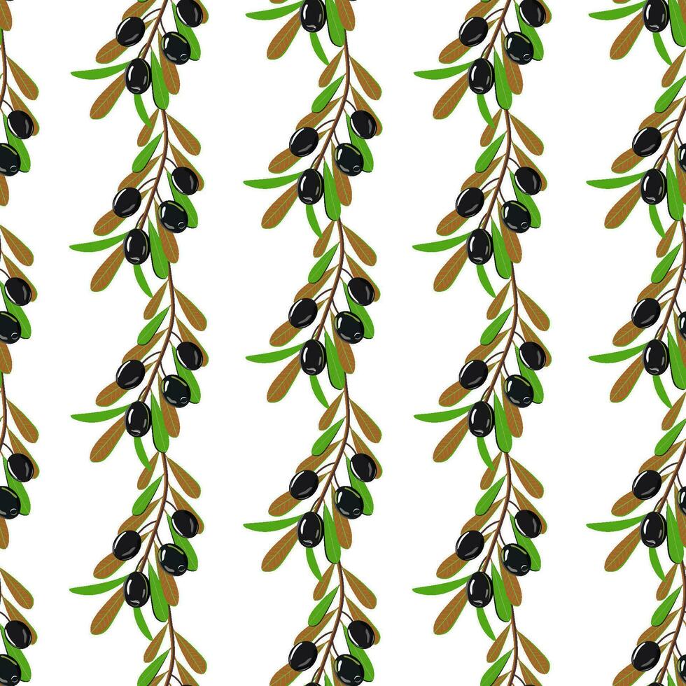 olive pattern, black olive sprig vector