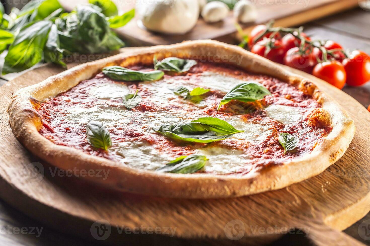 Pizza Napoletana - Napoli tomato sauce mozzarella and basil photo