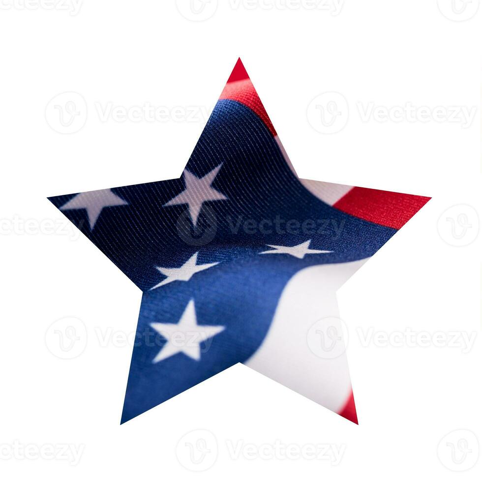 American flag in star shape isolated on white background photo