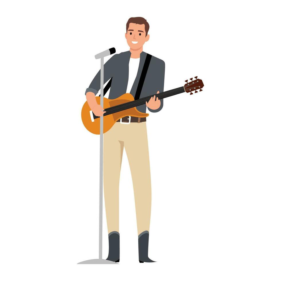 joven tocando la guitarra. vector