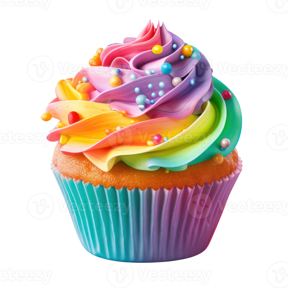 Colorful cupcake isolated png