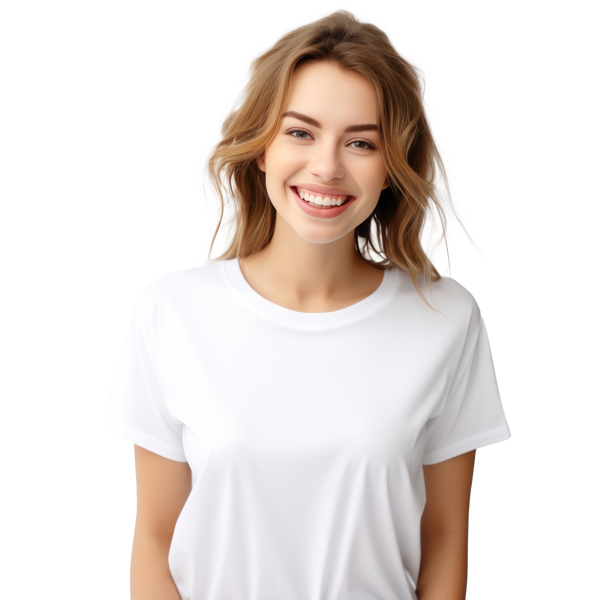 Young woman in white t-shirt. isolated 27546625 PNG