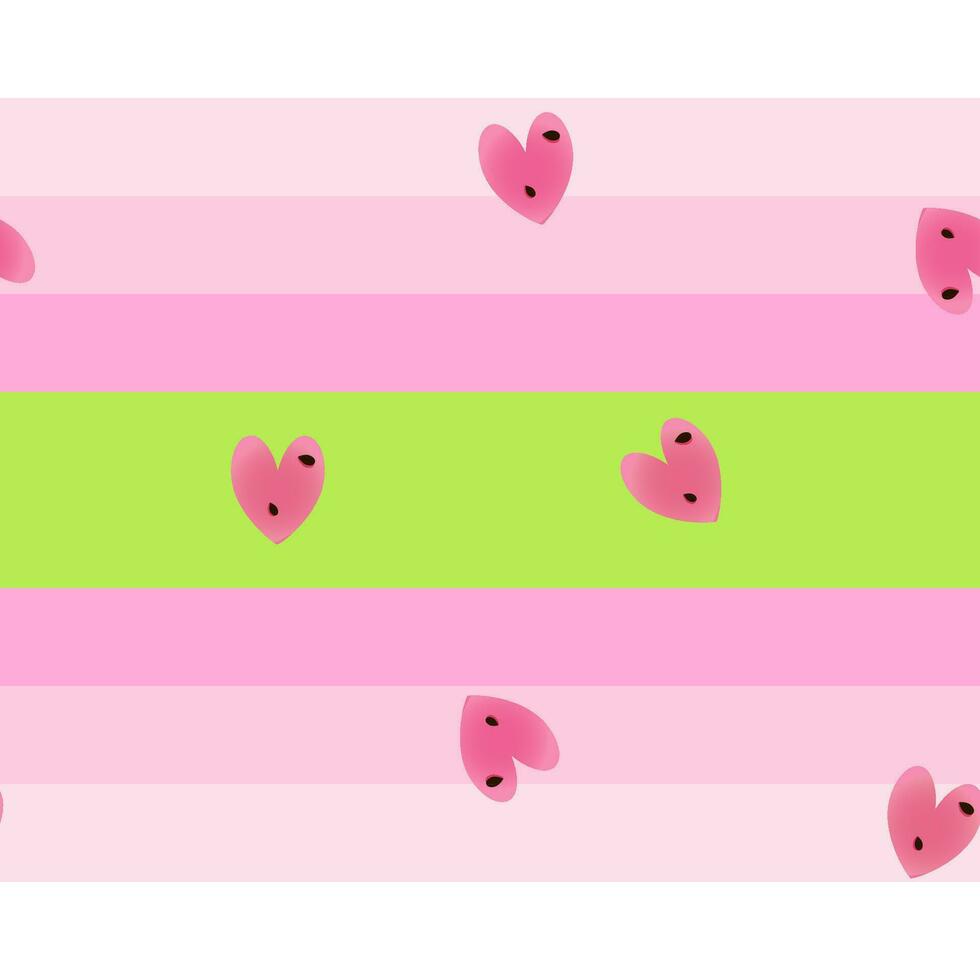 Seamless multicolored pattern of watermelon hearts vector