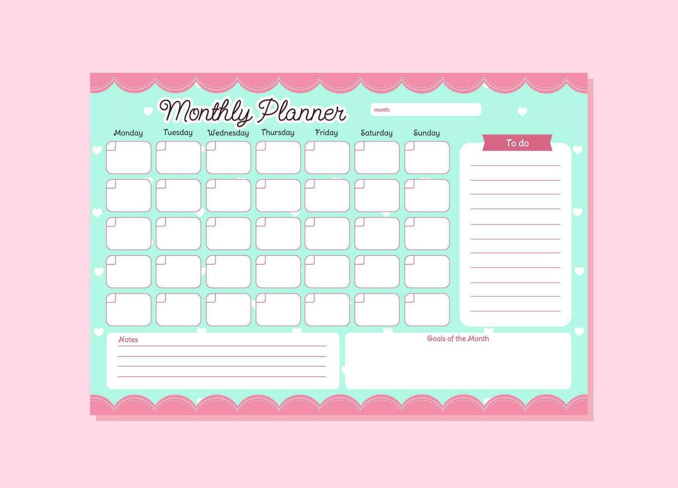 Printable Weekly planner templates to customize vector