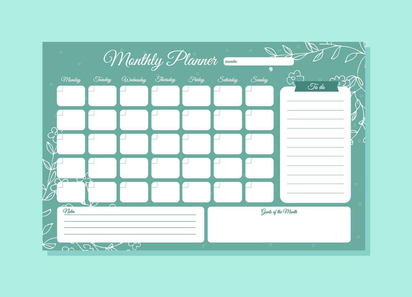 Printable Monthly planner templates to customize vector
