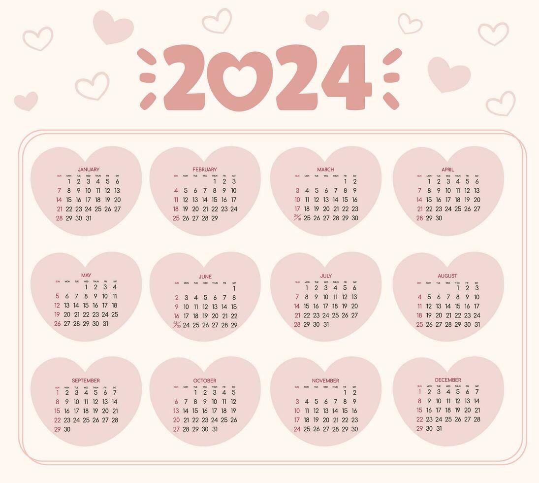 Calendar 2024 - All months 26819241 Vector Art at Vecteezy