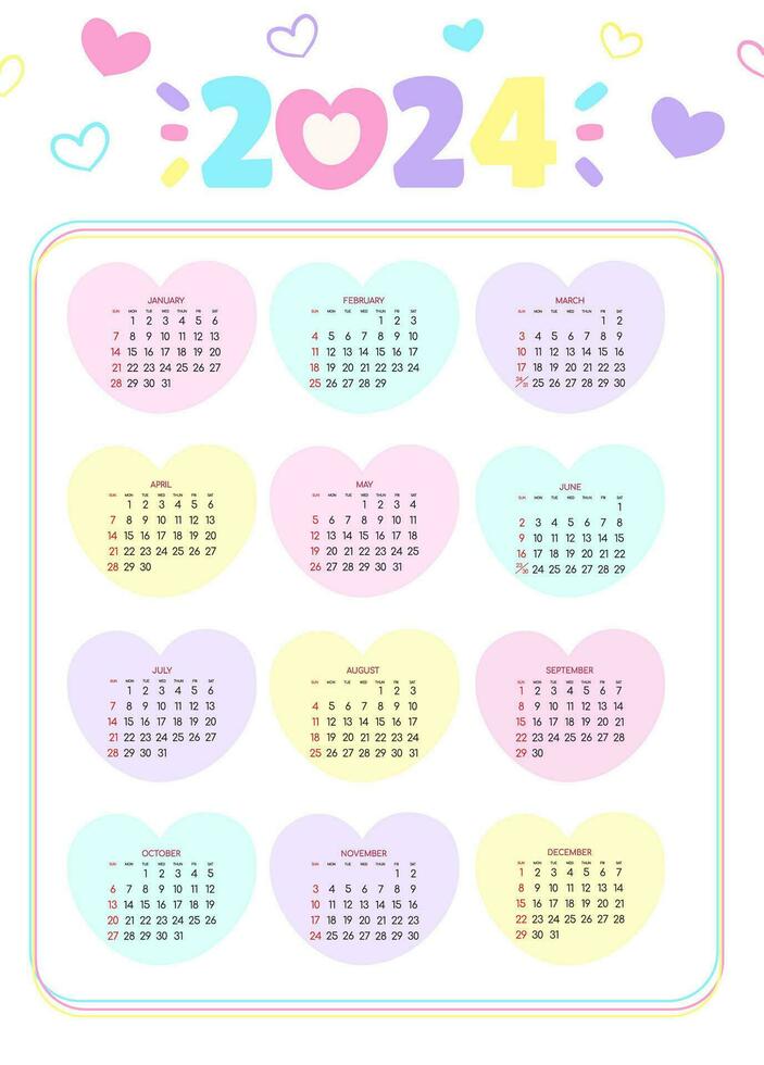 Calendar 2024 - All months 26819241 Vector Art at Vecteezy