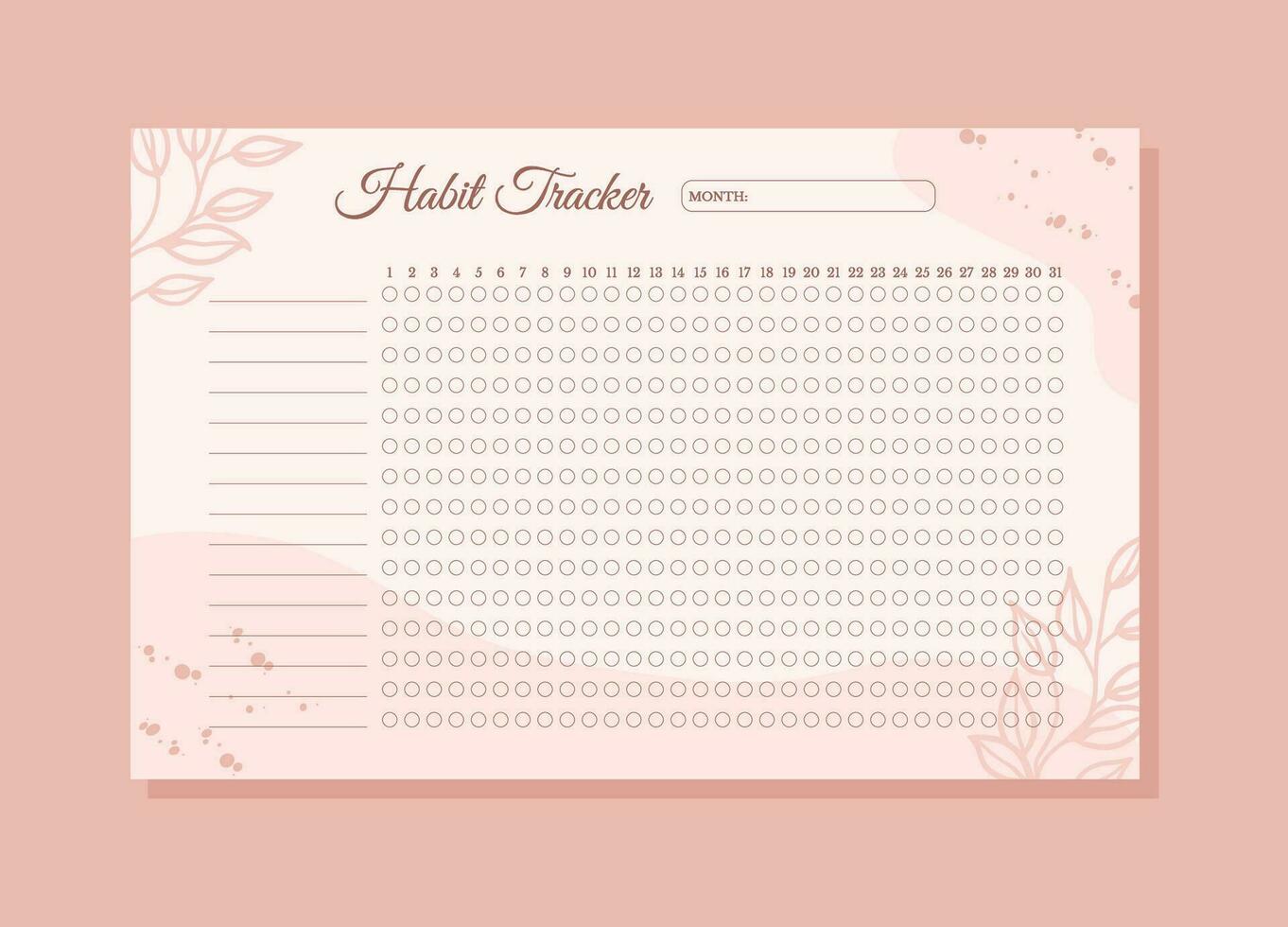Printable Habit Tracker planner templates to customize vector