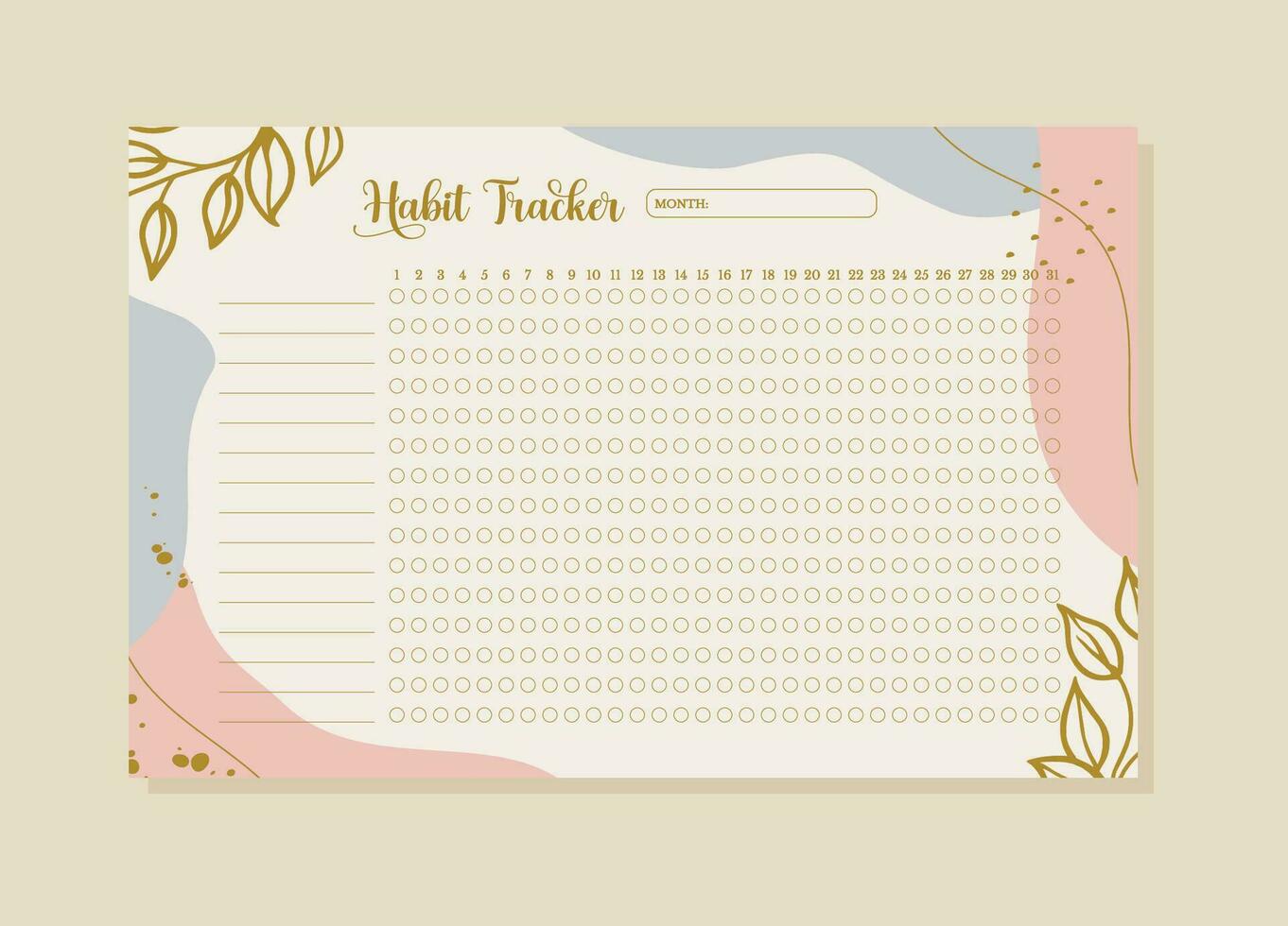 Printable Habit Tracker planner templates to customize vector